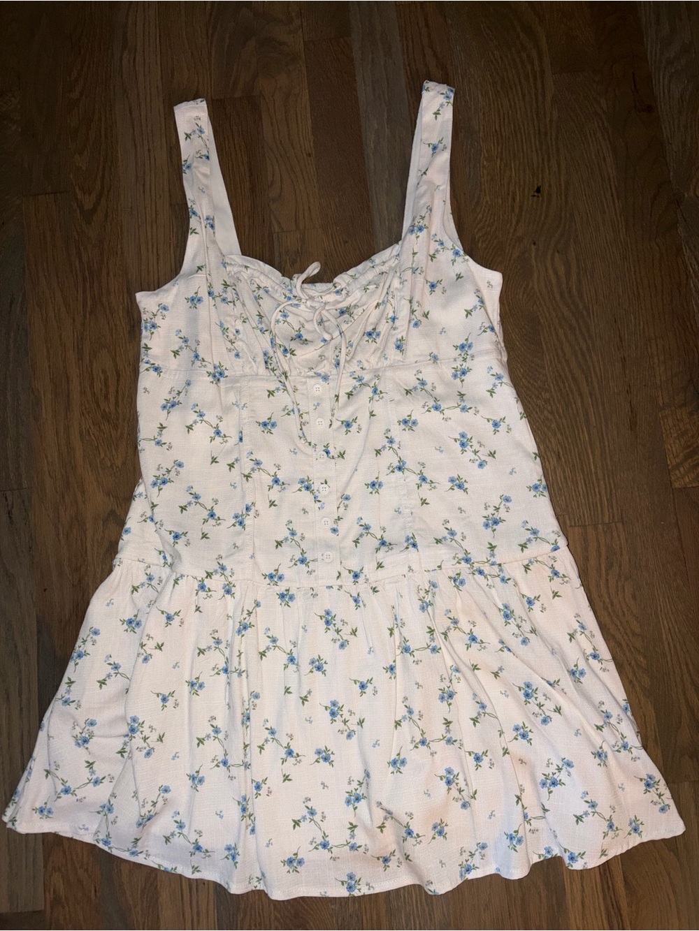 Wild Fable Floral Mini Dress Large Cottagecore Lace Up Sundress